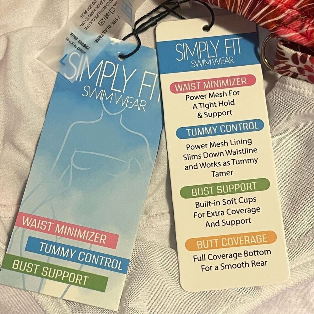Simply Fit Floral Swim Dress Swimsuit Sz L NWT Slimming Padded Adjustable Straps - Picture 4 of 4